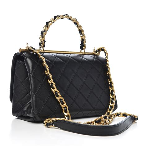 CHANEL Lambskin Quilted Small Chain Top Handle 